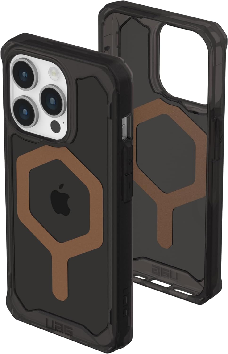 URBAN ARMOR GEAR UAG – Funda compatible con iPhone 15 Pro de 6.1 pulgadas, color negrobronce con imán integrado compatible con carga MagSafe,