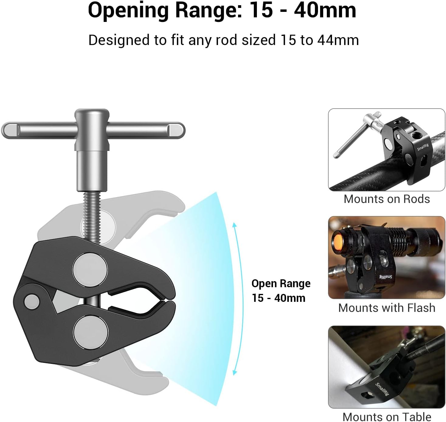 SmallRig Super Clamp con rosca de 14 y 38 pulgadas y brazo mágico articulado de potencia de fricción ajustable de 5.8 pulgadas con tornillo de rosca