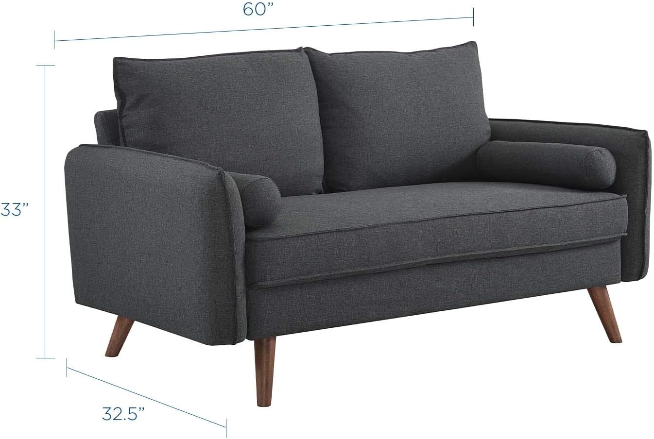 Modway EEI-3091-GRY Revive – Sofá biplaza tapizado de tela moderna contemporánea en gris