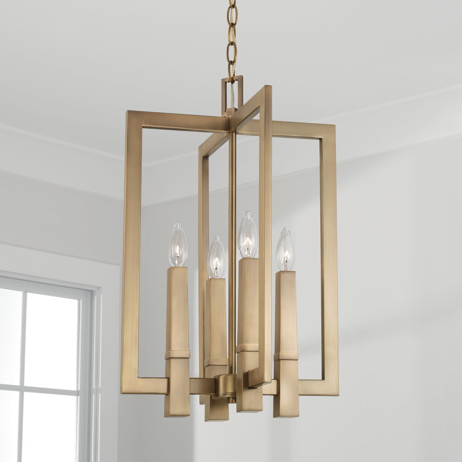Capital Lighting 549641AD Blake – Lámpara industrial moderna con velas escultóricas para vestíbulo, 4 luces, 240 vatios en total, 22 pulgadas de