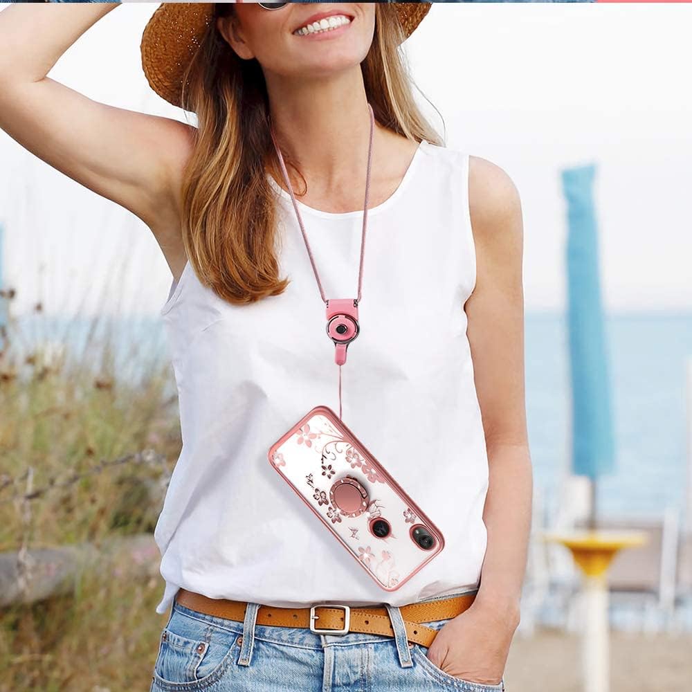 Funda transparente con diseño de mariposa compatible con Moto E6, funda transparente floral que nunca se desvanece, diseño de moda para mujeres y