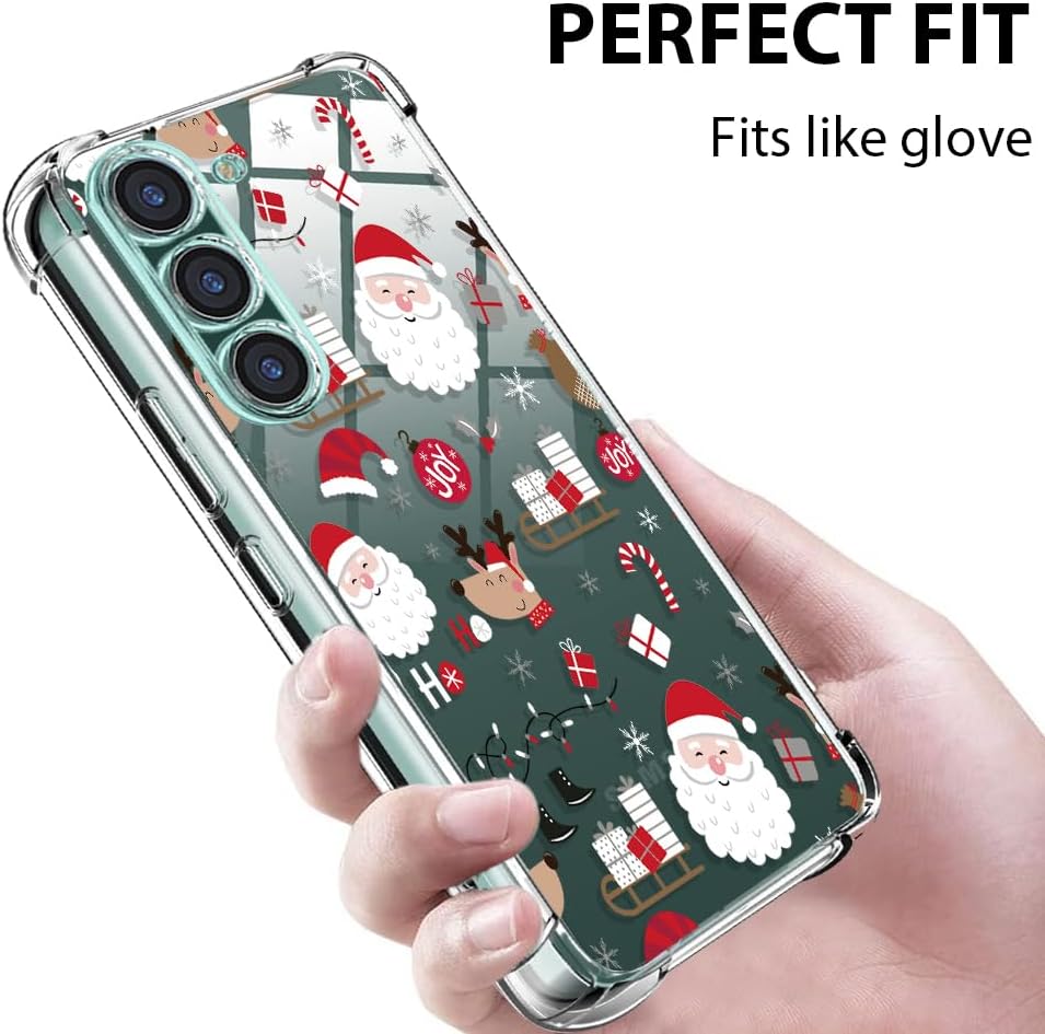 Funda para teléfono Samsung S22, funda transparente de Navidad con parachoques de Santa Claus, funda protectora a prueba de golpes suave para