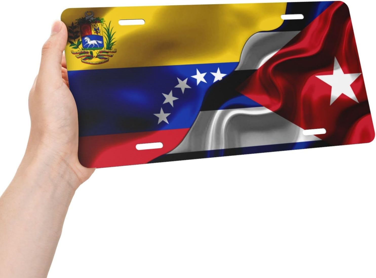 Placas de matrícula de bandera cubana de Venezuela y Cuba para la parte delantera del automóvil, etiqueta de aluminio de metal de 6 x 12 pulgadas,