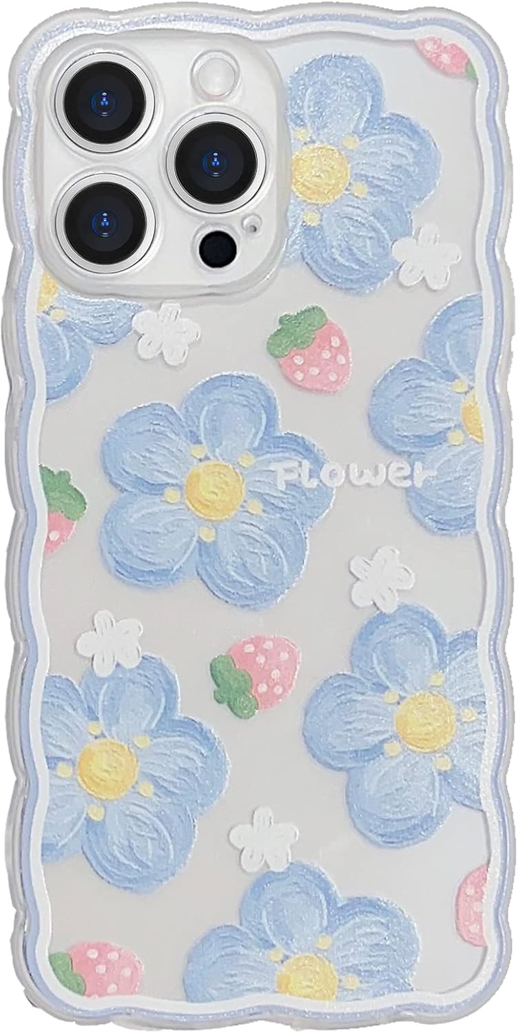 GUSDBSW Funda compatible con iPhone 15 Pro para mujeres y niñas, diseño de agarre ondulado de moda y patrón estético rizado, funda transparente de