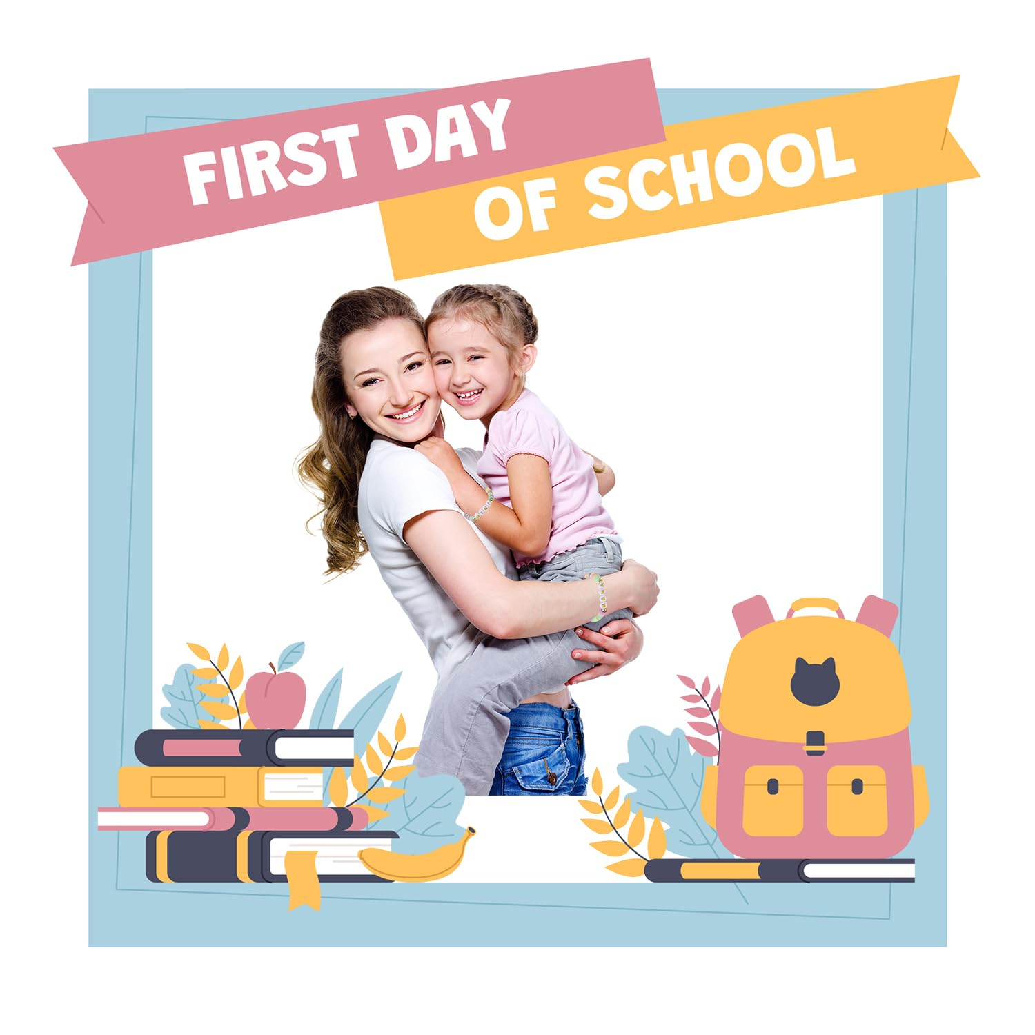First day of Shcool Kindergarten First Grade Back to School Bracelet Gifts Mom and Daughter Mommy and Me Bracelets (Style2, Back to School)