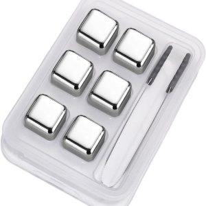 Cubitos de hielo de metal, 6 cubos de hielo reutilizables de metal de acero inoxidable para bebidas Cubitos de hielo de metal, 6 cubos de hielo reutilizables de metal de acero inoxidable para bebidas