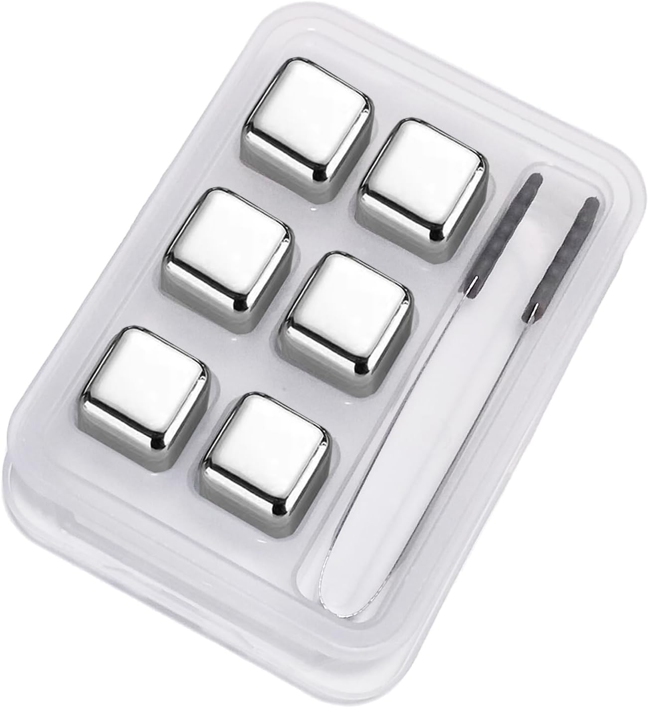 Cubitos de hielo de metal, 6 cubos de hielo reutilizables de metal de acero inoxidable para bebidas