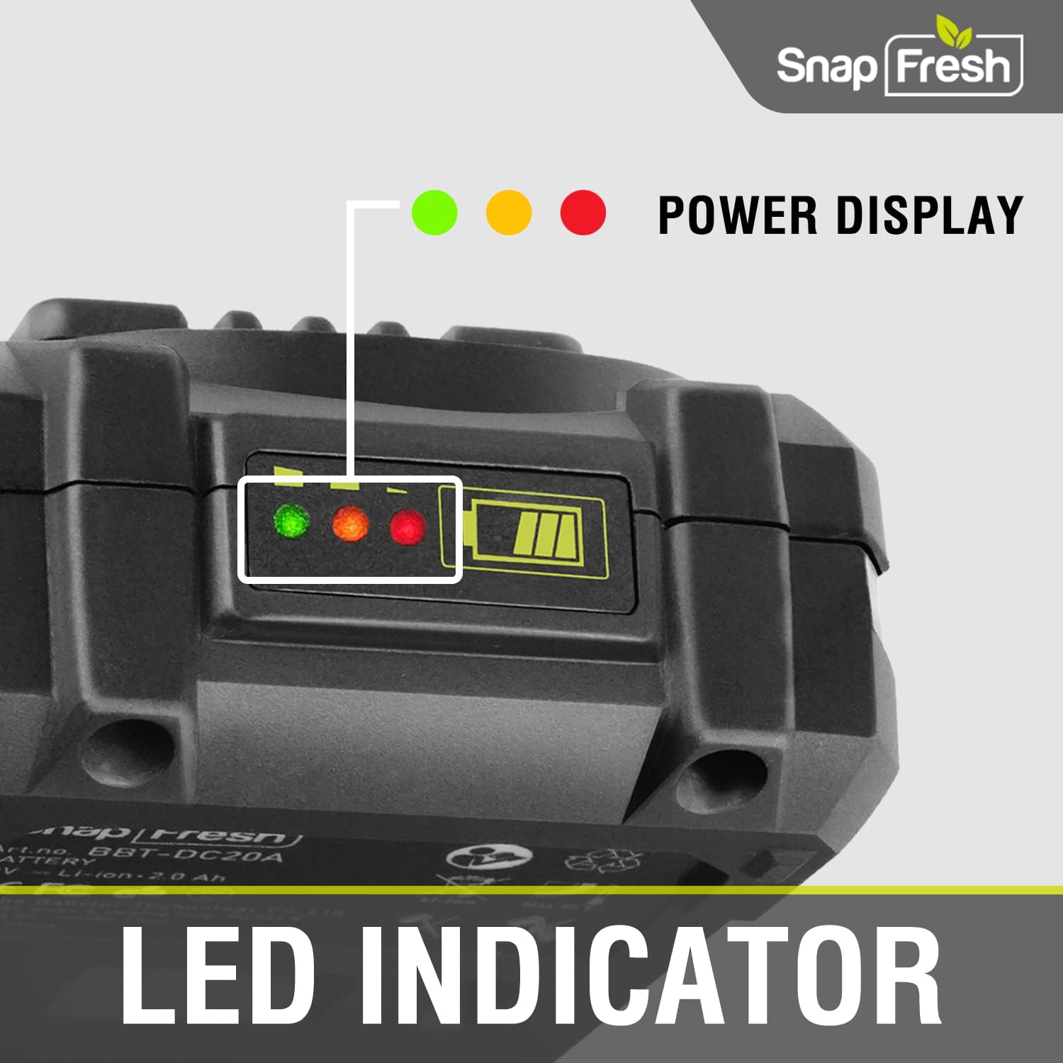 SnapFresh Batería de litio de 20 V para herramientas inalámbricas, batería de larga vida útil solo con todas las herramientas inalámbricas de 20 V,