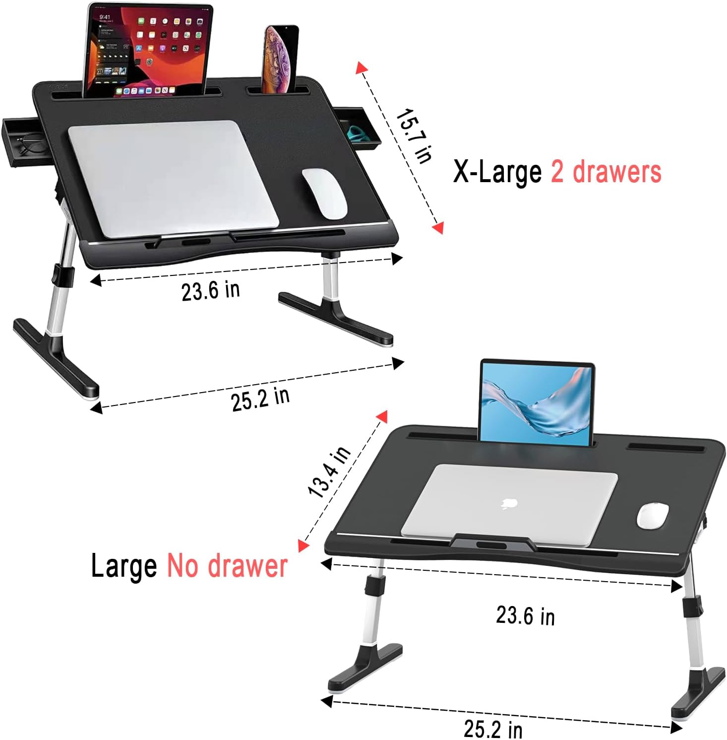 Bandeja plegable para laptop, mesa de cama ajustable para laptop con alturas y ángulos, escritorio de regazo para computadora portátil resistente