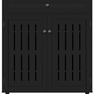 Topeakmart Gabinete de almacenamiento negro con puertas, cajones y estantes, organizador de archivos, soporte de pintor para oficina en casa Topeakmart Gabinete de almacenamiento negro con puertas, cajones y estantes, organizador de archivos, soporte de pintor para oficina en casa