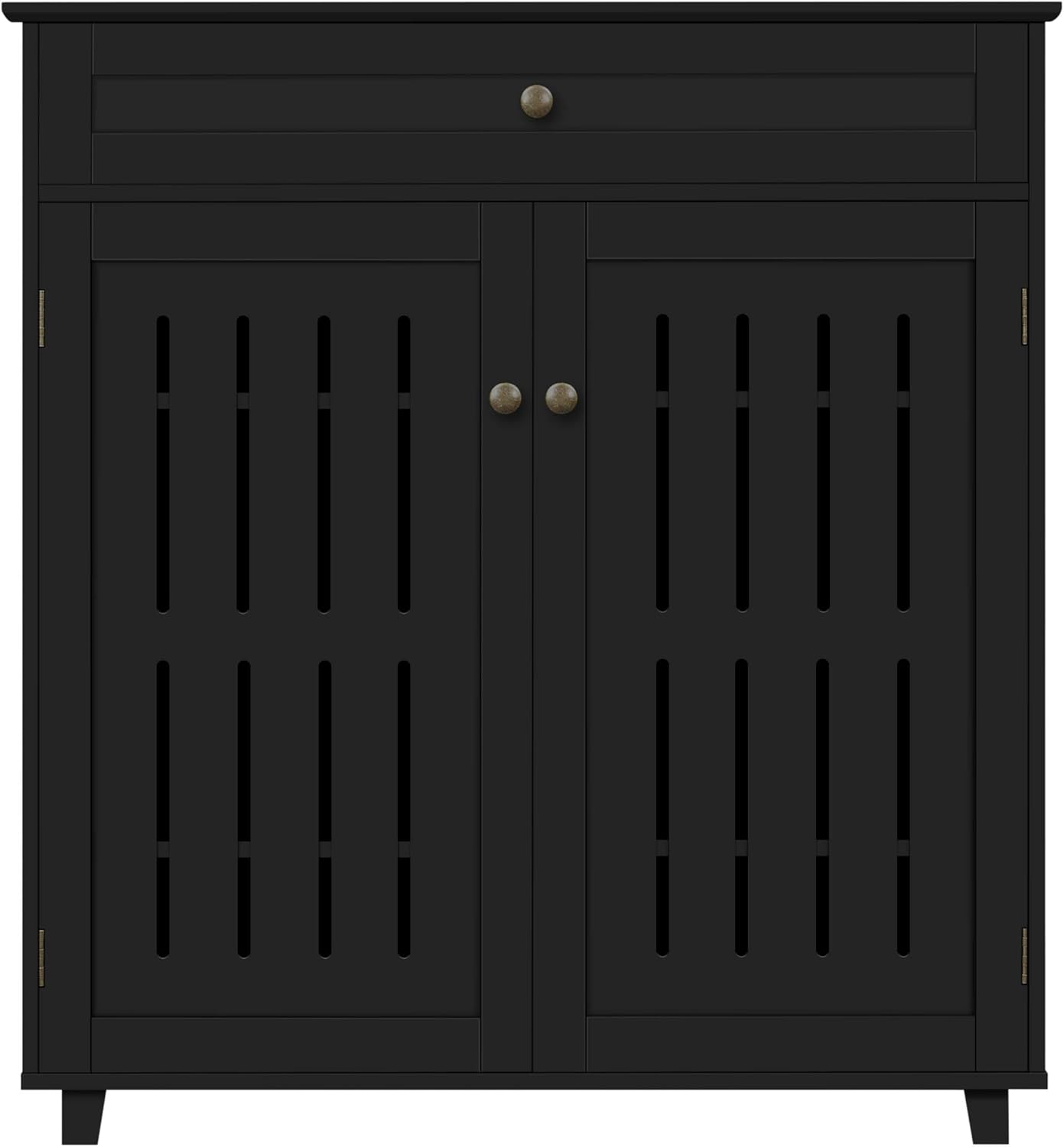 Topeakmart Gabinete de almacenamiento negro con puertas, cajones y estantes, organizador de archivos, soporte de pintor para oficina en casa
