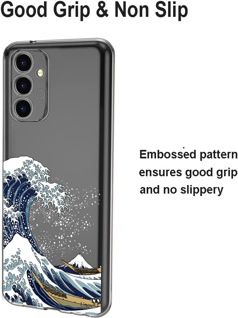 Unov Funda compatible con Samsung Galaxy A13 transparente con diseño de TPU suave, absorción de golpes, diseño delgado en relieve, cubierta trasera