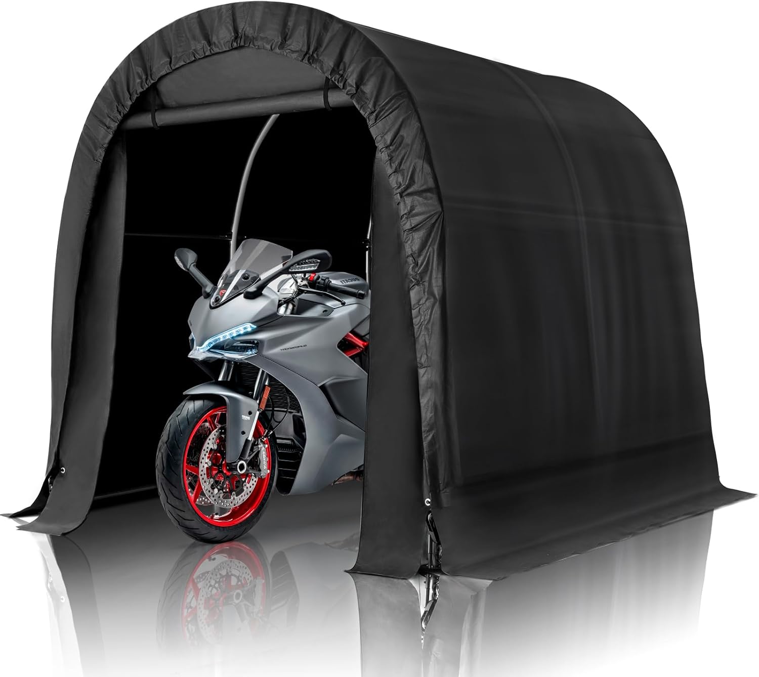 Cobertizo de almacenamiento portátil para exteriores, 6 x 8 pies, impermeable, resistente a los rayos UV, con puerta enrollable, tienda de campaña