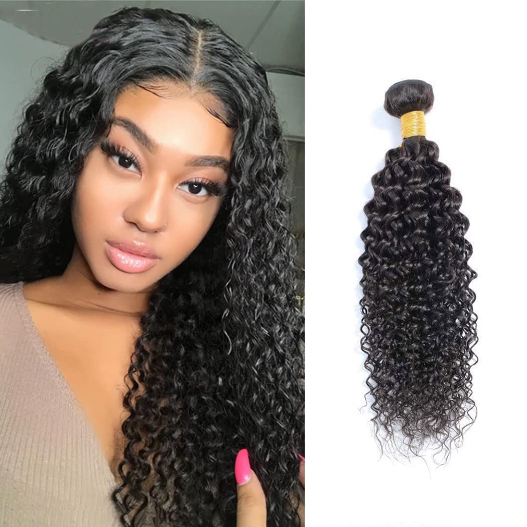 Cabello humano rizado brasileño de 20 pulgadas, 8A, sin procesar, 1 paquete de cabello virgen, rizado, rizado, paquete único (3.53oz) color natural