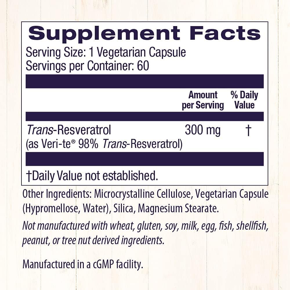 Healthy Origins Resveratrol (Trans-Resveratrol), 300 mg – Suplementos nutricionales de resveratrol europeos – Suplemento antioxidante vegano, sin