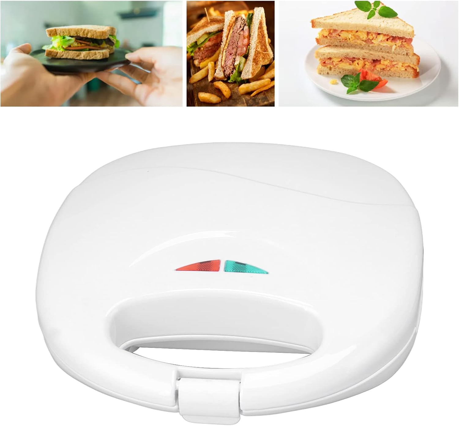 Ozgkee Tostadora eléctrica de 750 W, prensa y tostadora de llenado profundo, tostadora con placa antiadherente, fácil de
