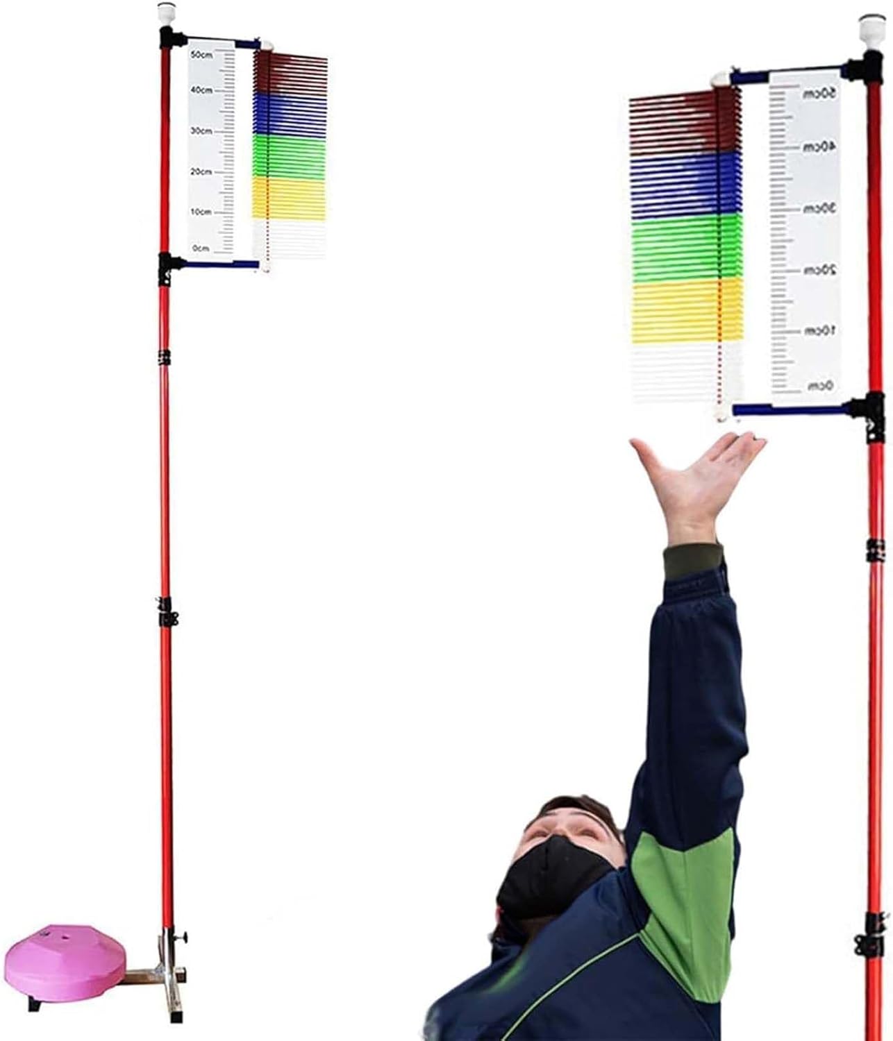 Challenger vertical,Probador de salto vertical,Probador de salto vertical ajustable de 4.3-11.8 ft,con base estable,Baloncesto Voleibol Spike Coach
