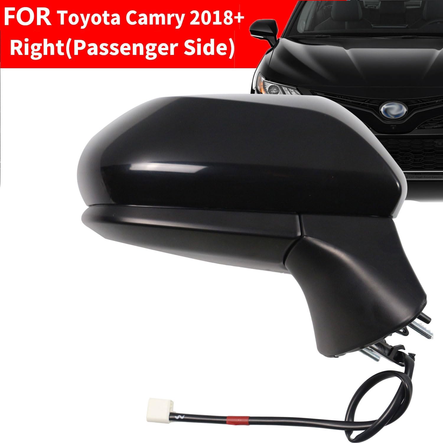Marretoo Conjunto de espejo lateral para Toyota Camry lado del pasajero 2024 2018 2019 2020 2021 2022 2023  Potencia  Acabado brillante  No