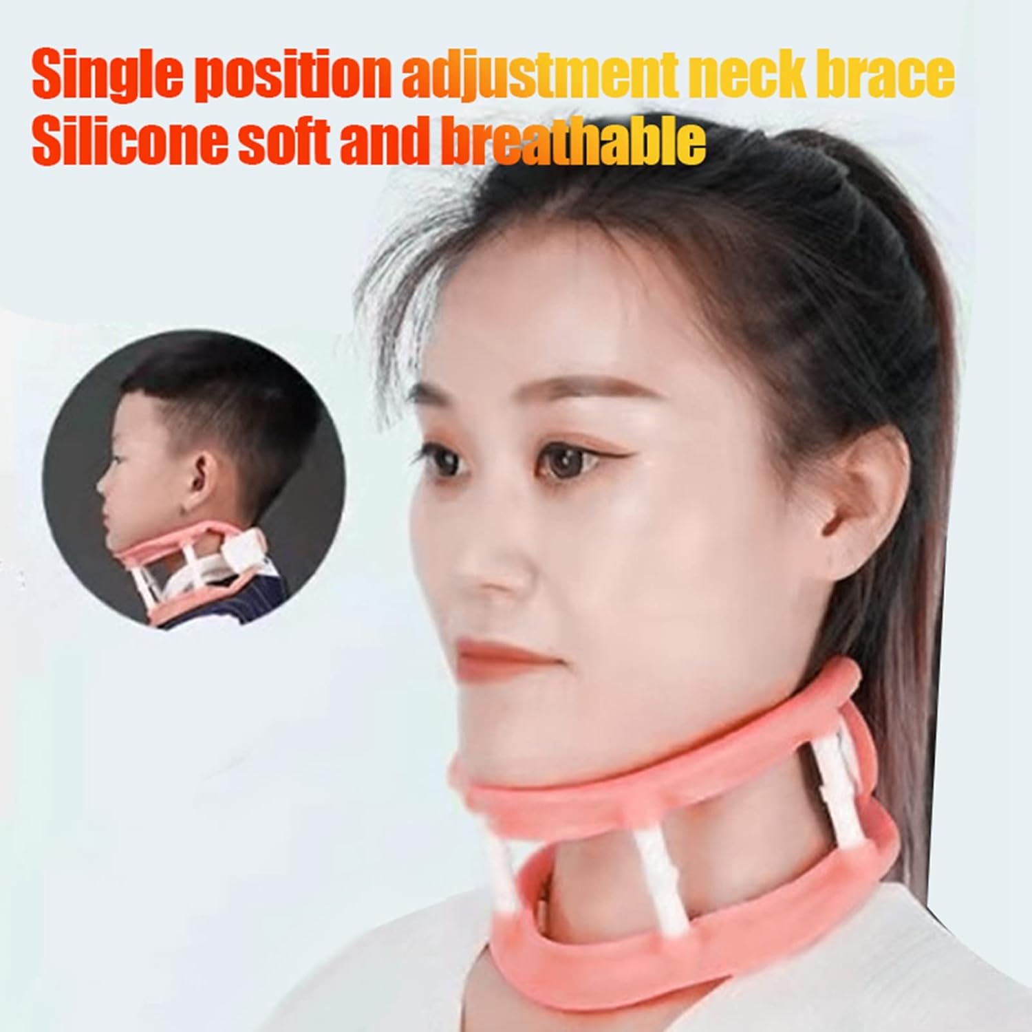 Soporte de cuello de silicona ajustable para evitar la tracción de la columna cervical del arco, corrector relajante, arco cervical (rosa)