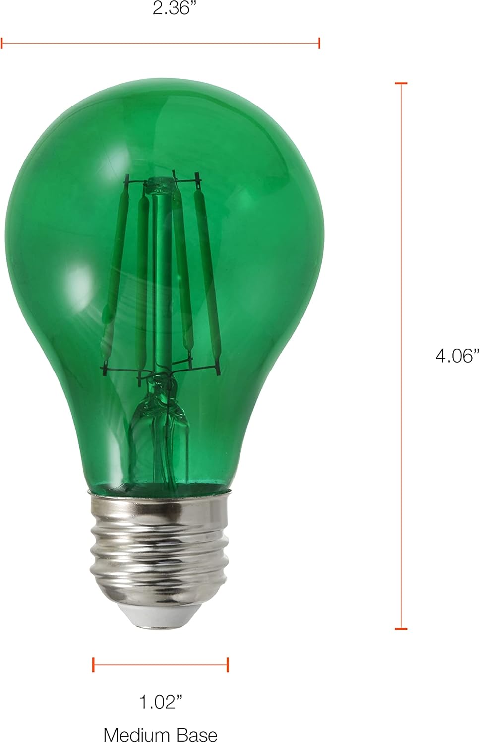 SYLVANIA Ultra LED- Bombilla de vidrio de color de filamento rojo general A19, 4.5 vatios, para decoración y detalles