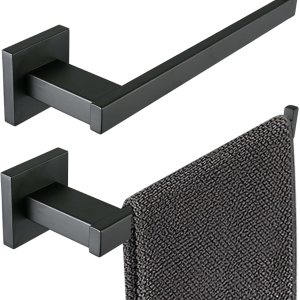 Toallero de mano negro mate, 2 piezas, anillo de toalla de baño, toallero de baño, toallero cuadrado de acero inoxidable montado en la pared, Toallero de mano negro mate, 2 piezas, anillo de toalla de baño, toallero de baño, toallero cuadrado de acero inoxidable montado en la pared,