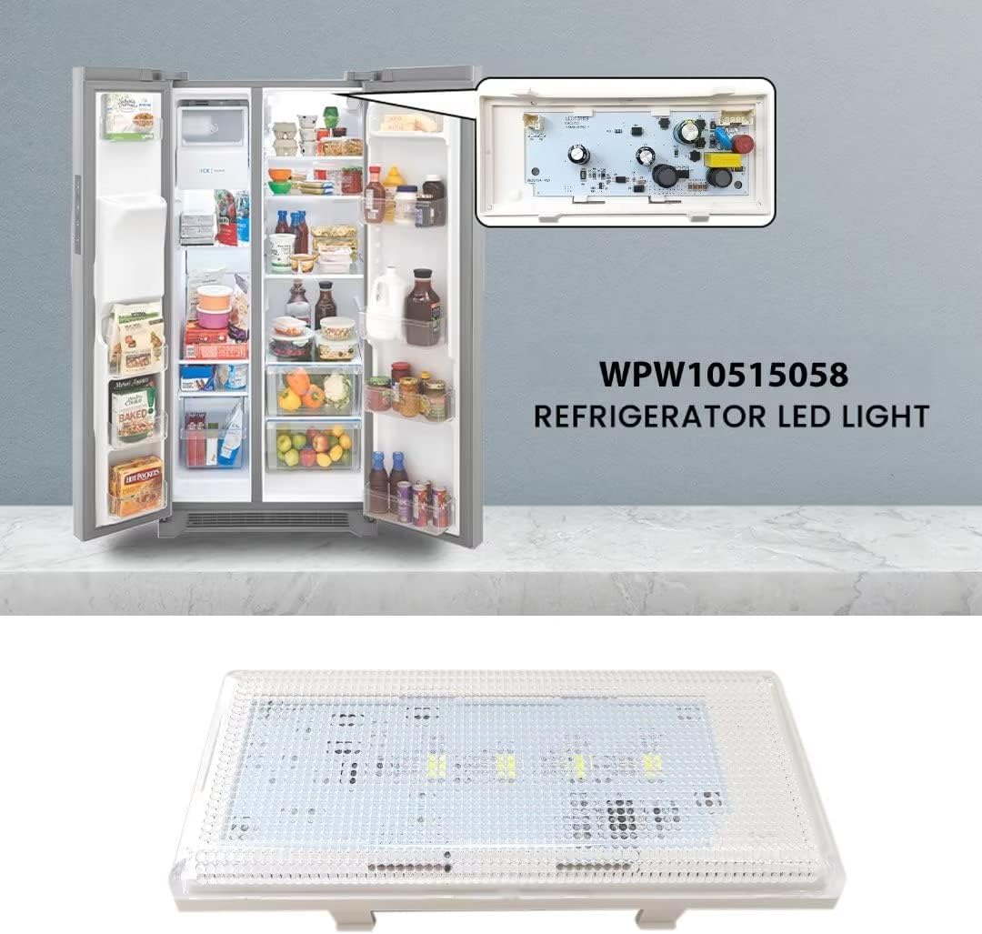 Repuesto de luz LED W10515058 para Whirlpool WRS322FDAM00, WRS322FDAM01, WRS322FDAM02, WRS322FDAM03, WRS322FDAM04, WRS537SIAB00, WRS537SIAF00