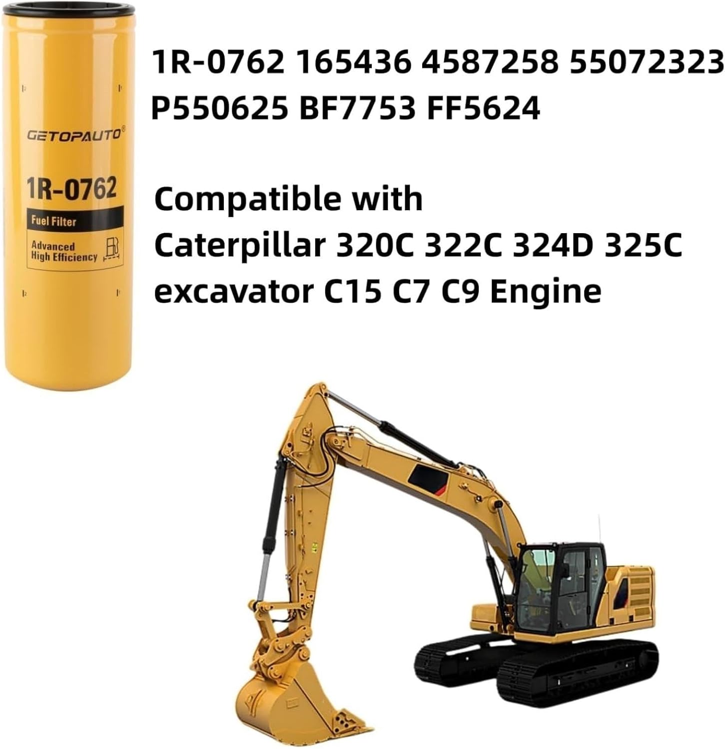 1R-0762 Separador de agua de aceite Diese elemento de filtro Compatible con Caterpillar 320C 322C 324D 325C excavadora C15 C7 C9 Motor