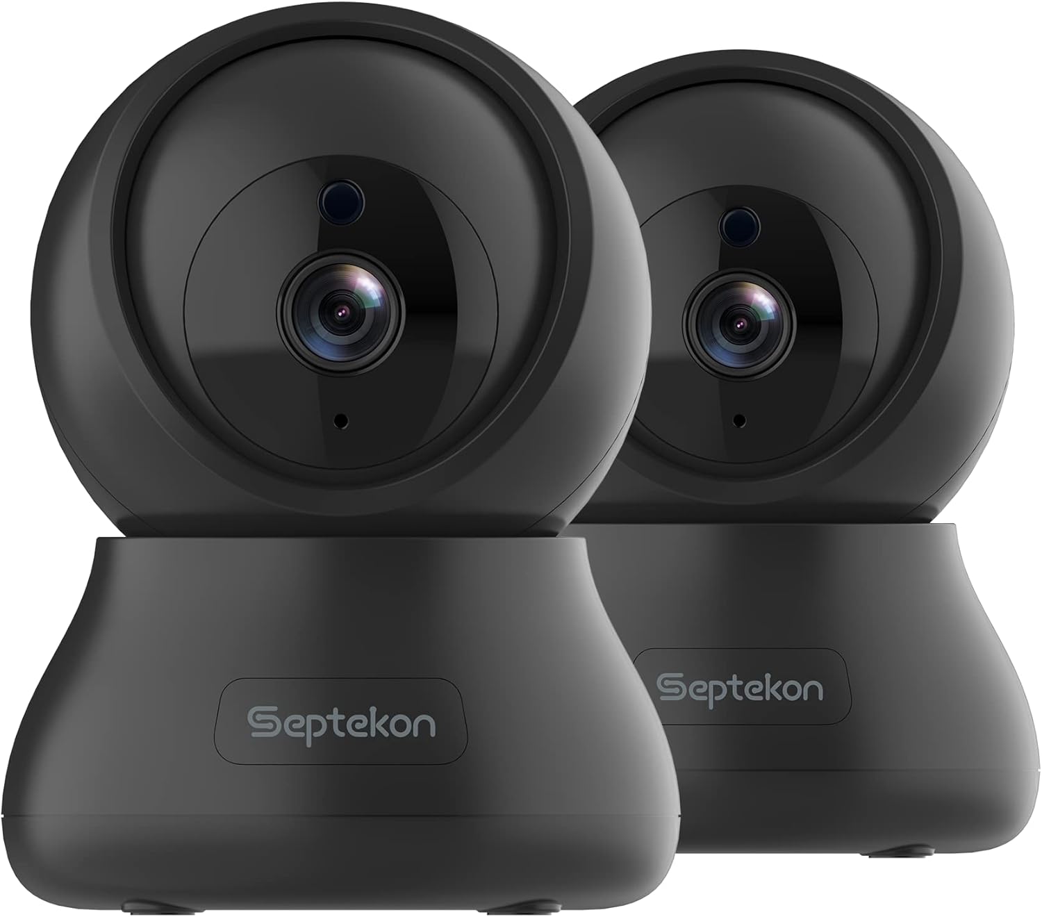 Septekon Cámara de seguridad para interiores 2K, monitor de bebé con inclinación panorámica de 360, 2 unidades, cámara Wi-Fi de 2.4 GHz con visión