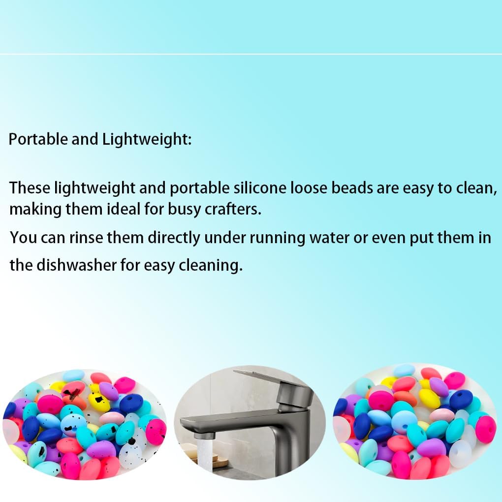 Mulutoo 100 cuentas de silicona de lentejas de 0.472 pulgadas (0.472 in), kit a granel de cuentas de silicona para llavero, collar, pulsera,