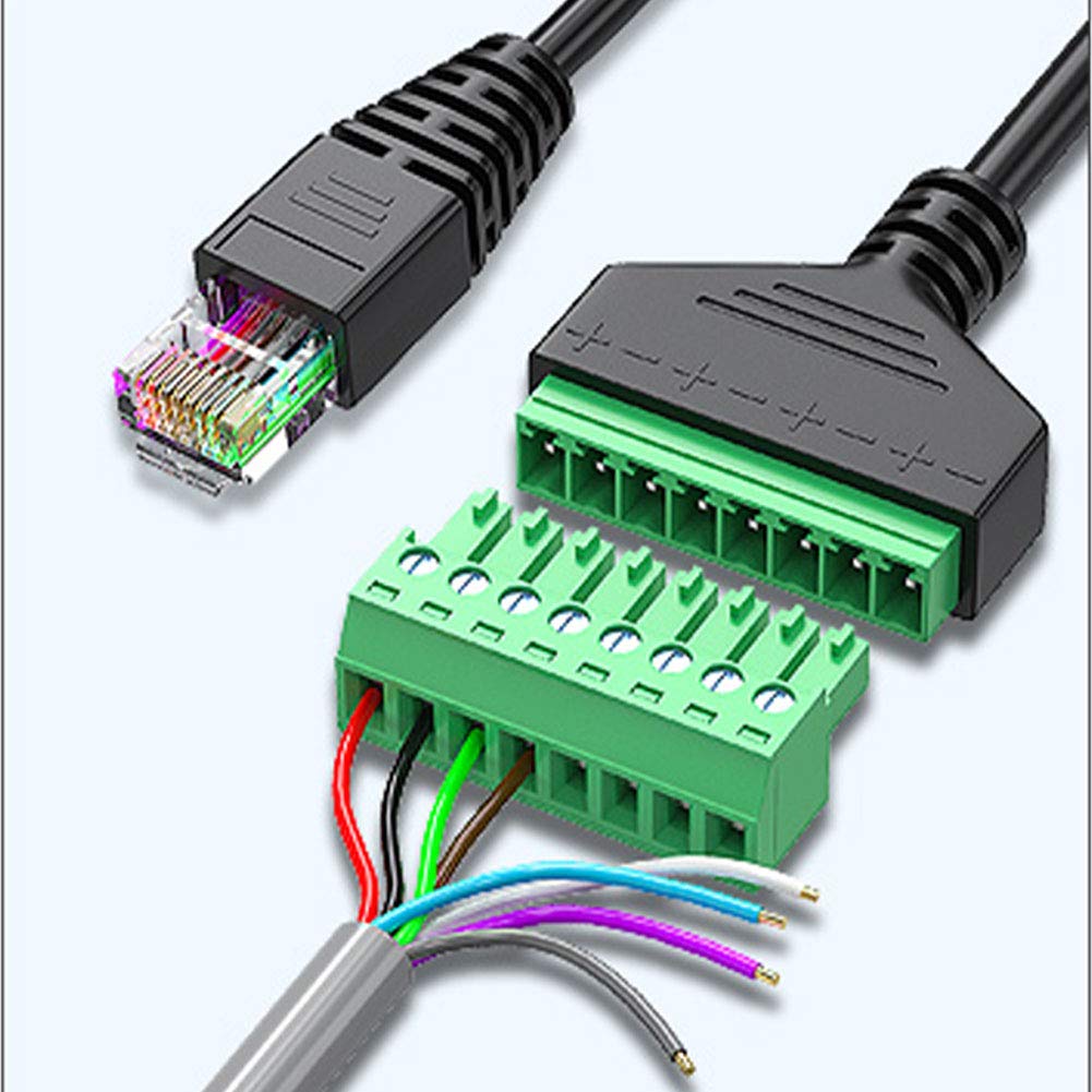 Adaptador de bloque de terminales de tornillo RJ45 macho a 8 pines para extensor Ethernet Cat5 CCTV Internet digital, enchufe RJ45 macho a conector