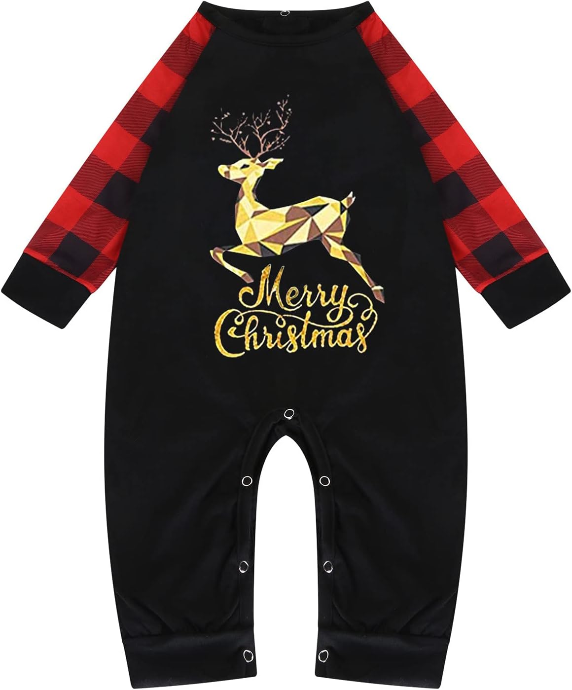 JEGULV Pijamas de Navidad para la familia 2024 de manga larga con divertidas camisetas impresas y pantalones a cuadros, conjuntos de pijamas de