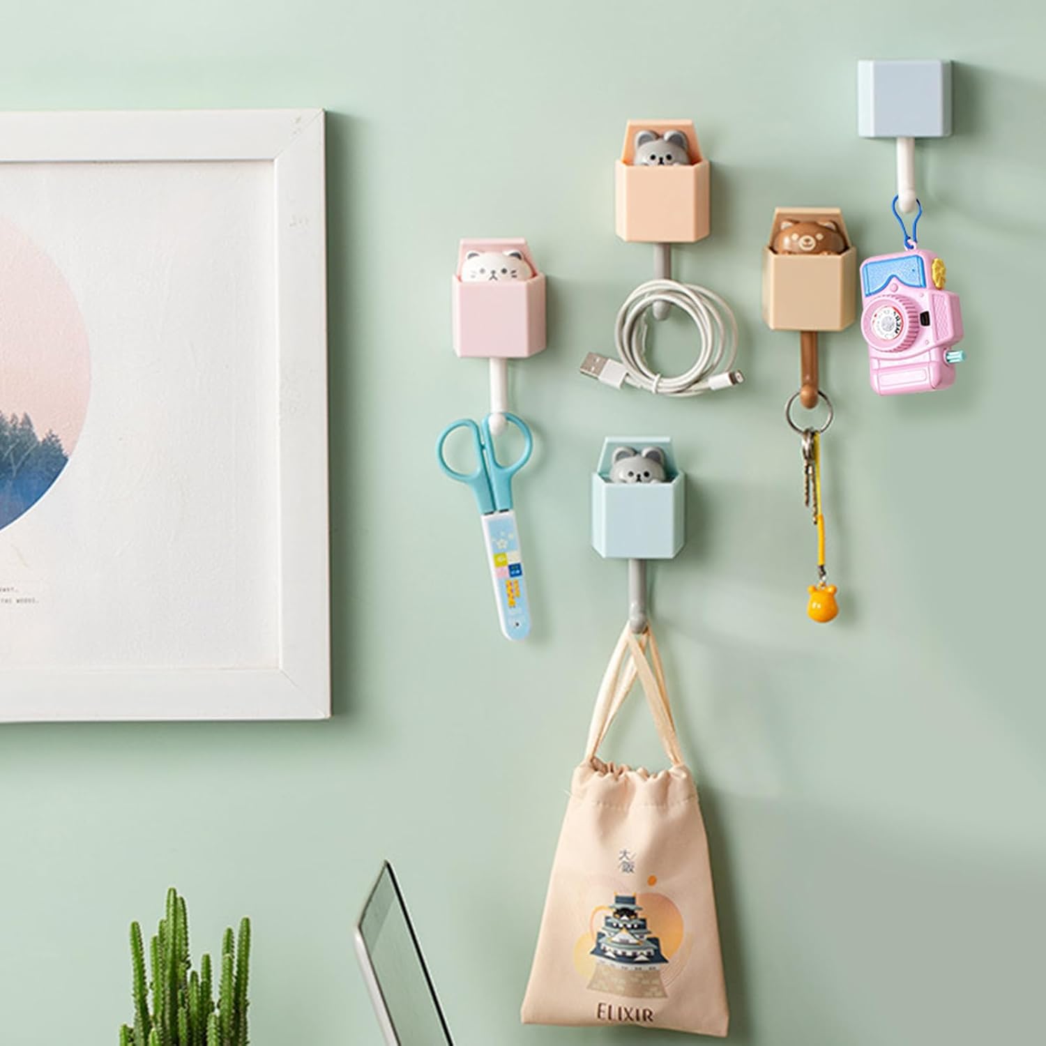 2 ganchos creativos para abrigos, lindos ganchos de pared para colgar sombreros, abrigos, llaves y toallas, práctico gancho de gato para decoración