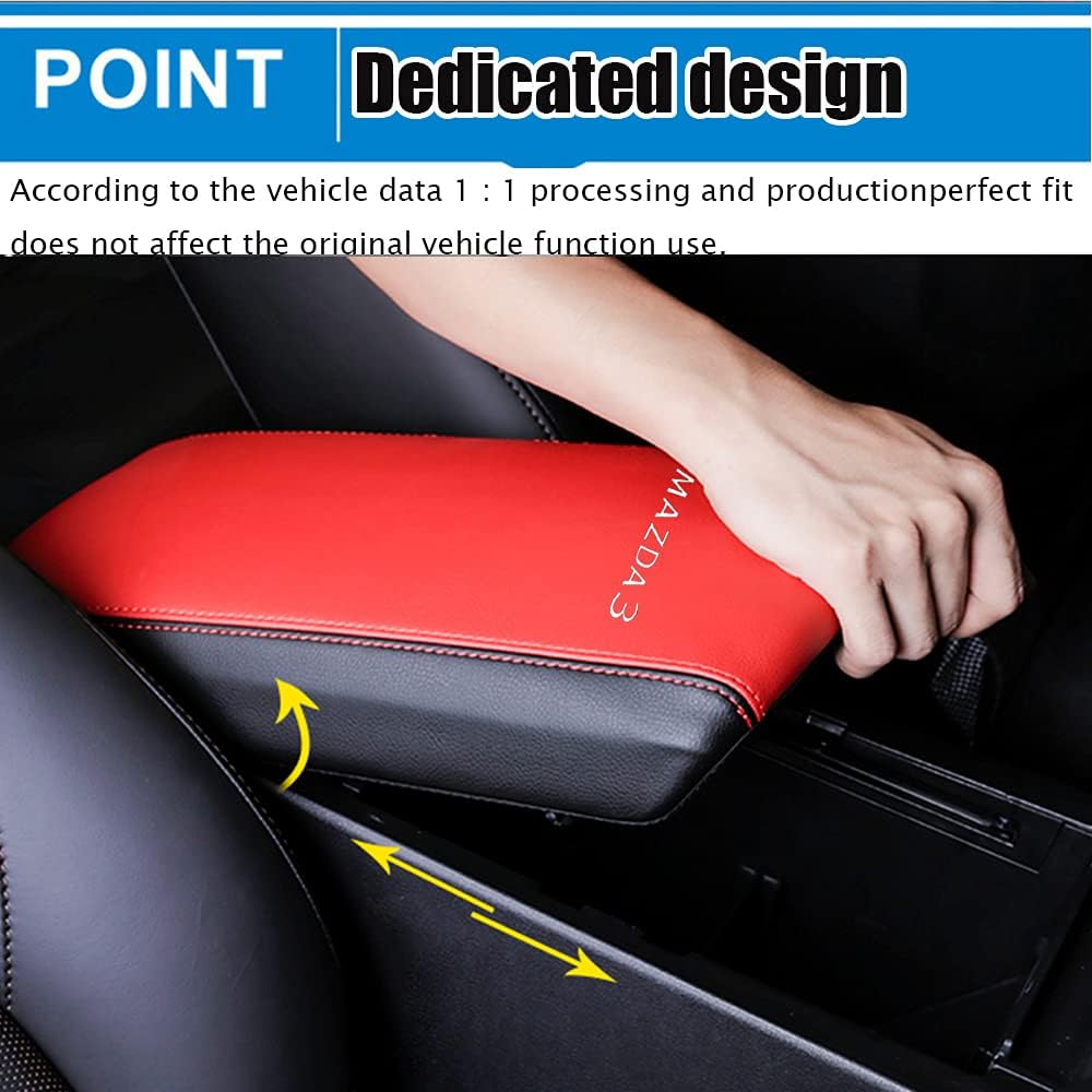 Funda de cuero para consola central, almohadilla para reposabrazos, accesorios para mantener tu reposabrazos en una sensación más cómoda (rojo +