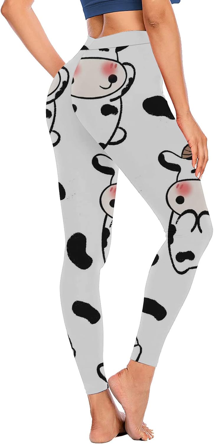SMIDOW Leggings moldeadores con estampado lindo para mujer, leggings de cintura alta, pantalones deportivos elásticos de meter