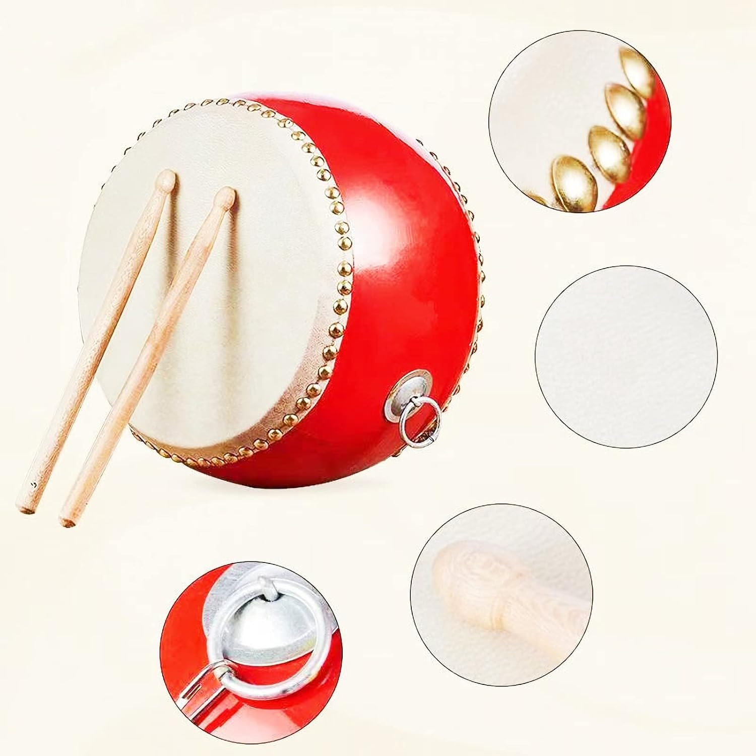 DSQSTMR Tambores Percusión Tambor Chino Tambor Mano Pandereta Taiko Bongos Regalos Musicales Instrumentos Para Niños Conjunto de Aprendizaje
