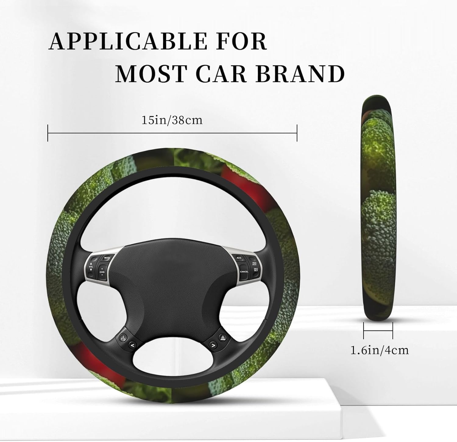 Nutritious – Funda para volante con estampado de verduras, suave, antideslizante, funda elástica para volante de automóvil, protector universal de
