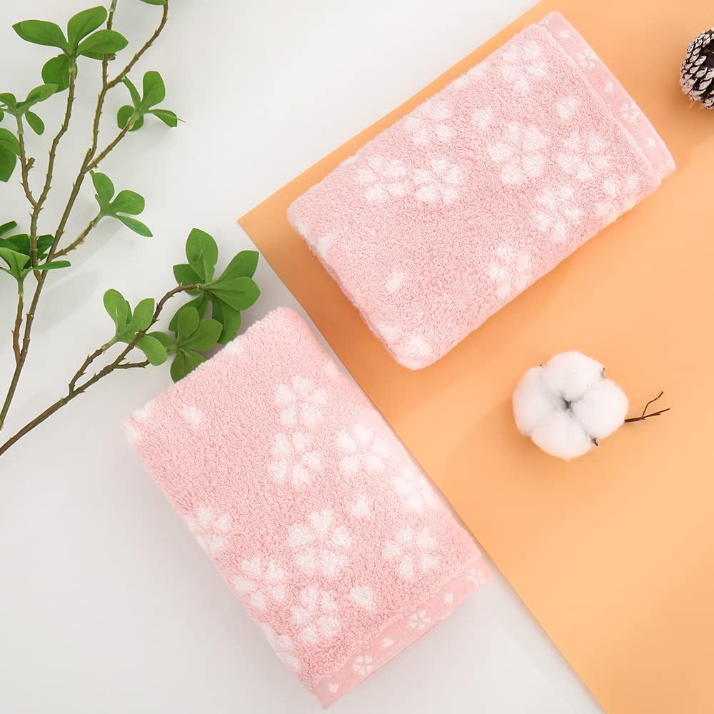 sense gnosis Juego de 2 toallas de mano color rosa súper suaves 100% algodón, diseño floral Sakura, súper suaves, altamente absorbentes, toallas de
