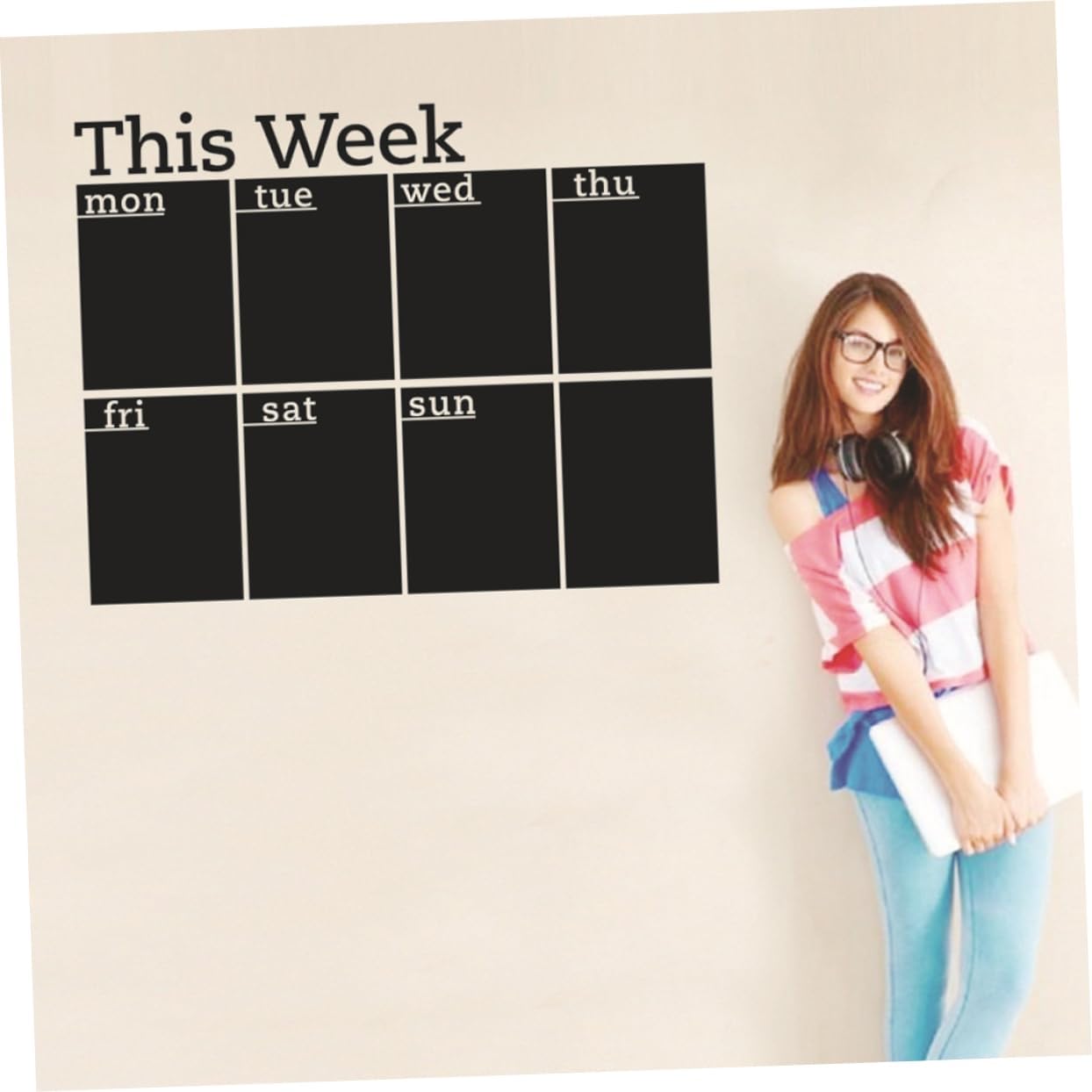 MAGICLULU Calendario de 3 meses, pizarra de tiza semanal, menú, letrero de pizarra de acrílico para pared, comida, suministros escolares para niños,