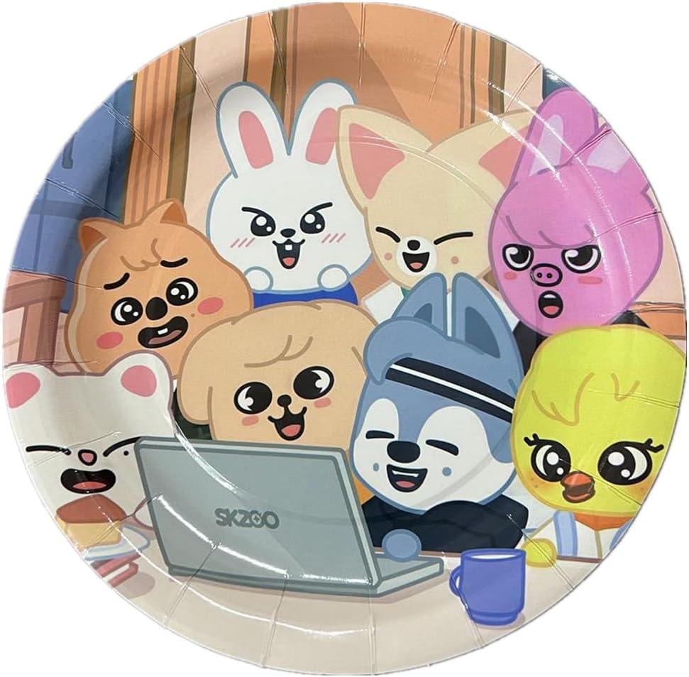 Baosai KPOP Stray Kids Merch – 10 platos de papel para fiestas temáticas SKZOO (9 pulgadas)