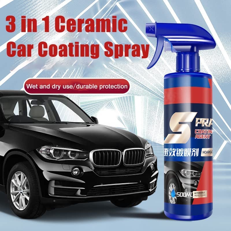 3 en 1 aerosol de revestimiento de coche de cerámica, 3 en 1 Spray rápido de recubrimiento de coche de alta protección, Spray de cerámica de cera de