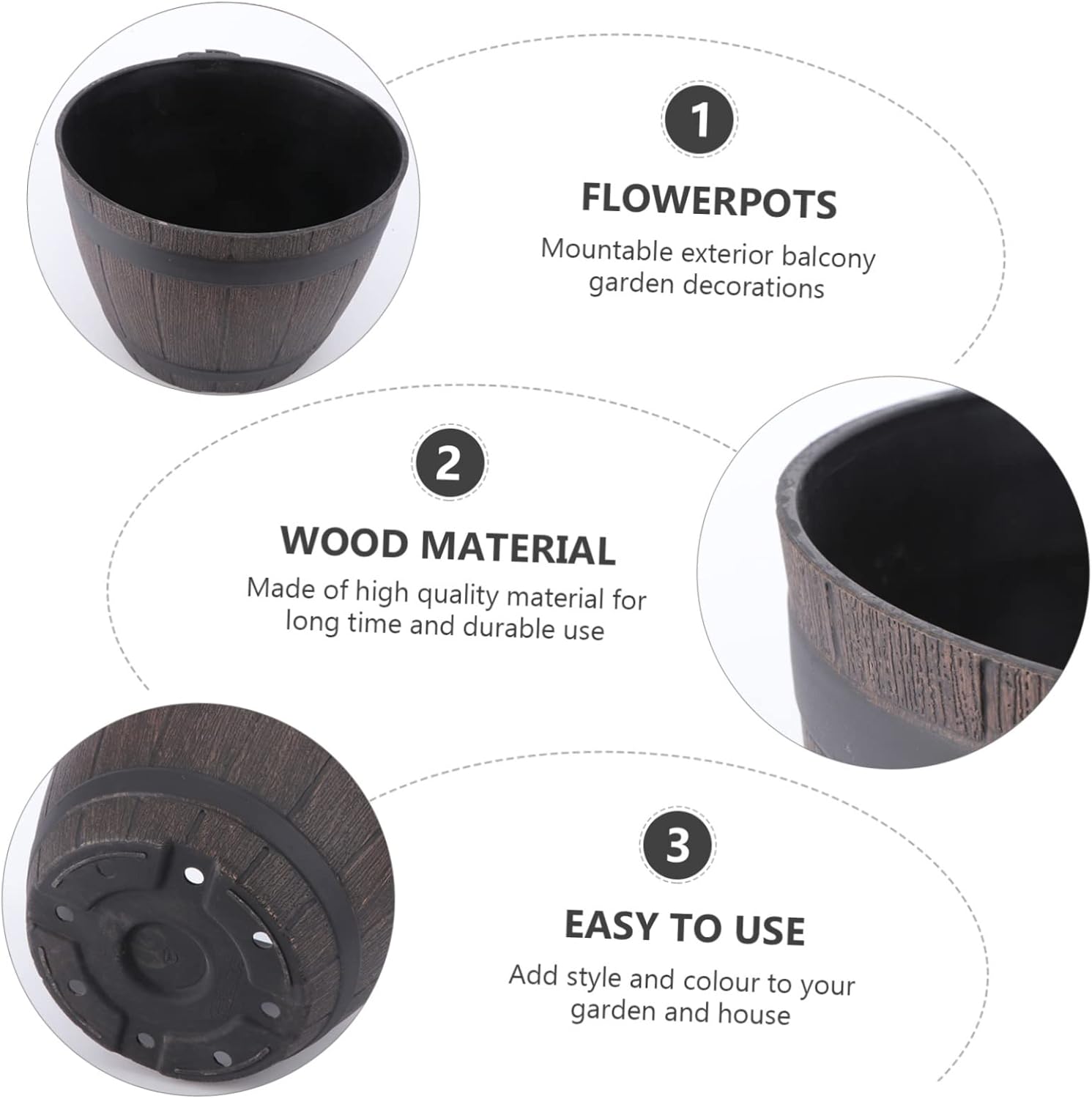 Yardwe 2 piezas de flores al aire libre suculentas macetas macetas de madera al aire libre plantador de madera al aire libre Bonsái Pot imitación