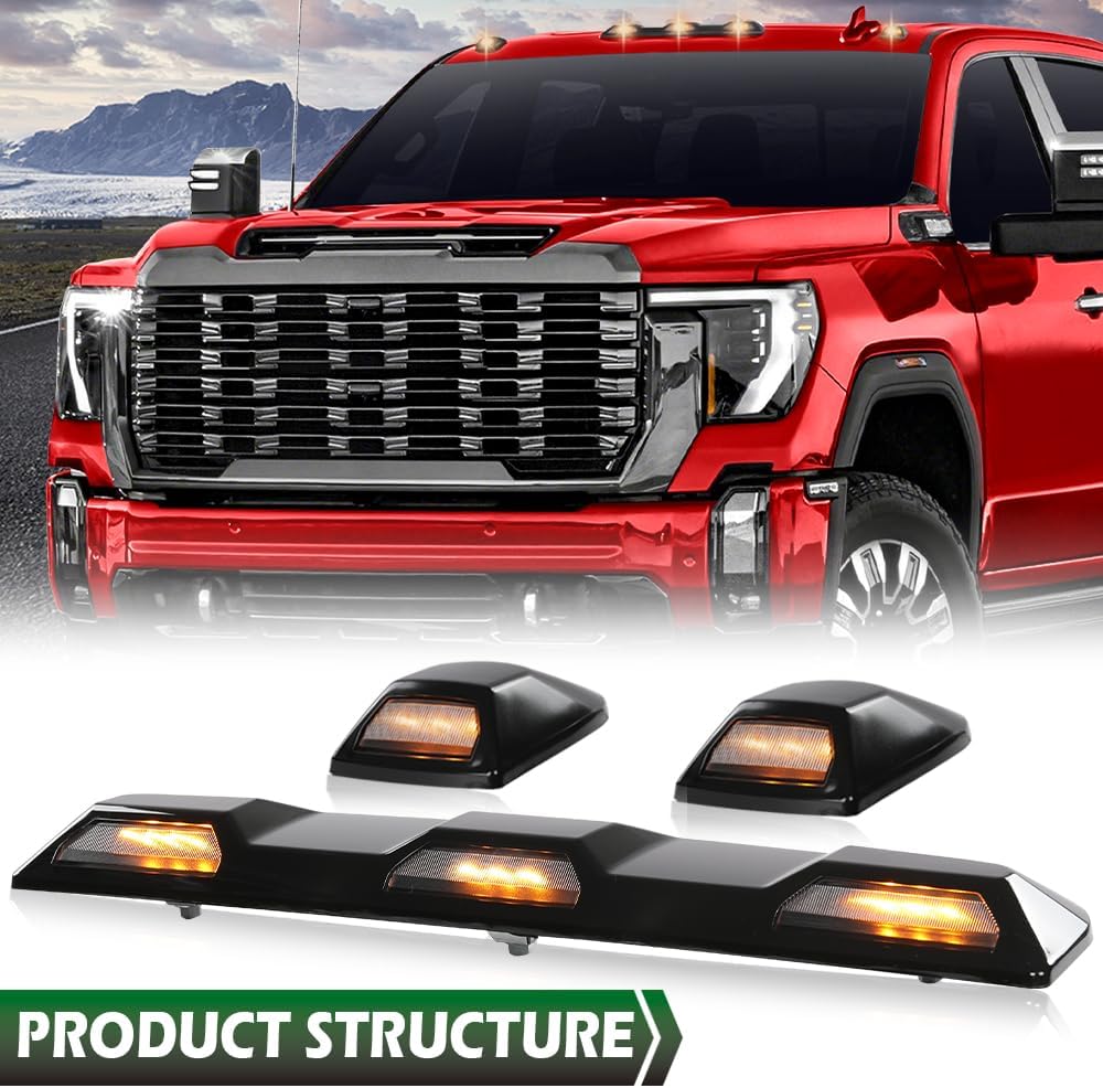 GRAND ORANGE Kit de lámpara LED ámbar para techo compatible con Chevy Silverado GMC Sierra 2500HD 3500HD 2020-2023 84747496, 84747497, 84694118,