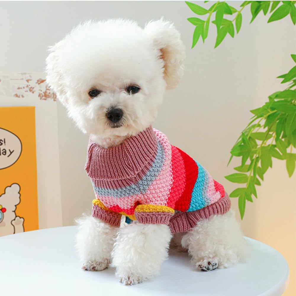 Suéter arcoíris para cachorros y perros pequeños, sudadera de punto para perro, ropa cálida para mascotas, para gatito, chihuahua, yorkie, caniche,