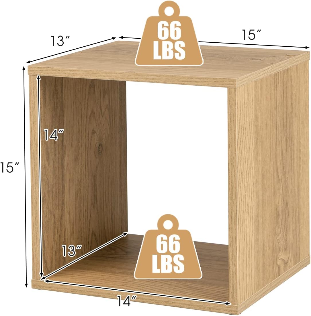 Giantex Organizador de estantería de 2 cubos, estantería abierta de 2 niveles de 15 pulgadas de alto con dispositivo anti-caída, organizador de