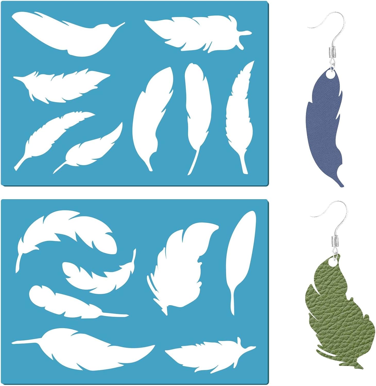 GORGECRAFT Plantilla de 2 estilos con forma de joyería, aretes reutilizables para hacer recortes de plumas de plástico, plantillas lapidarias para