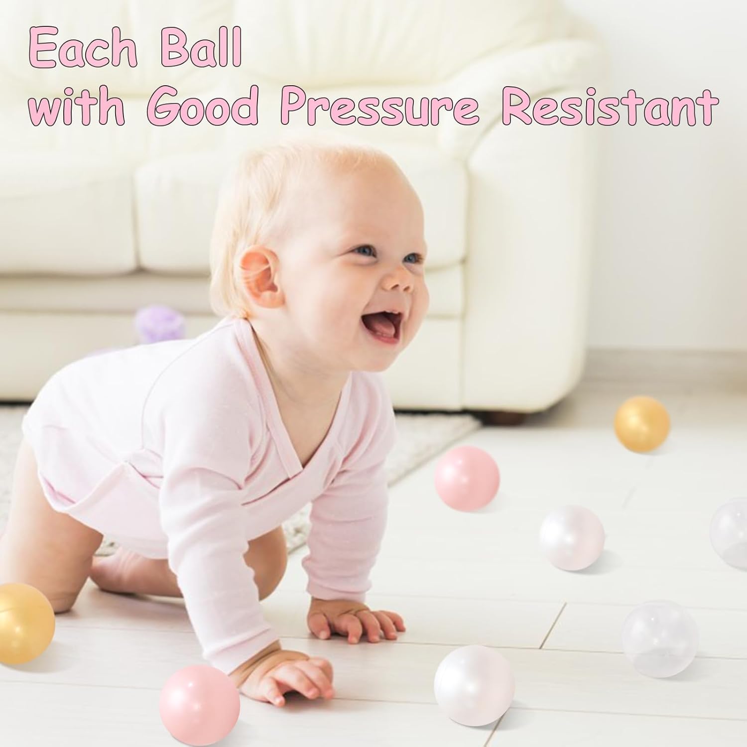 ZLEVEAYN 100 bolas para bolas, a prueba de aplastamiento, colores perlas, sin BPA, no tóxico, bolas de juego de plástico para bebés, niños,