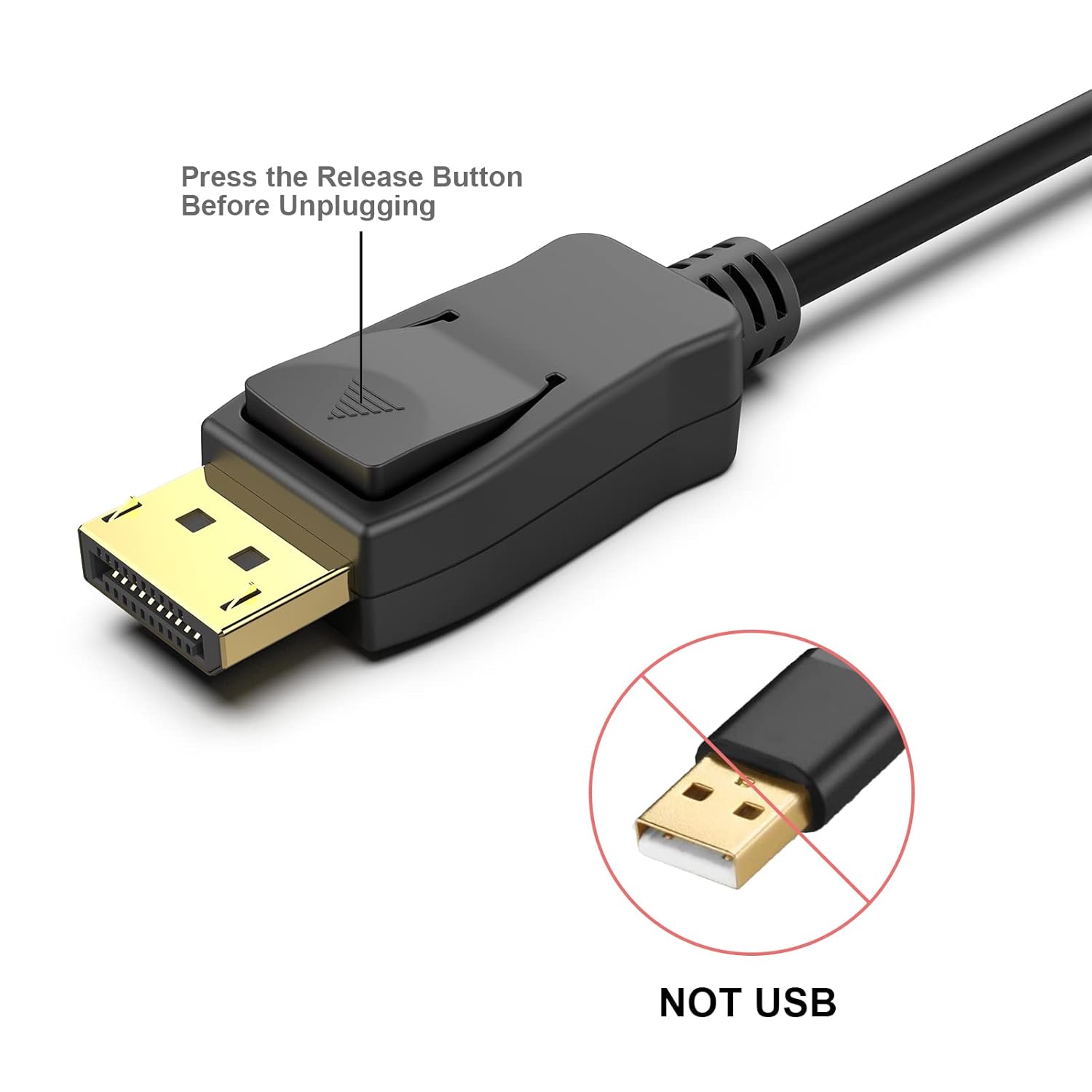 BENFEI Certificado VESA Cable DisplayPort a DisplayPort de 6 pies, paquete de 5 cables DP a DP macho a macho, cable chapado en oro, compatible con