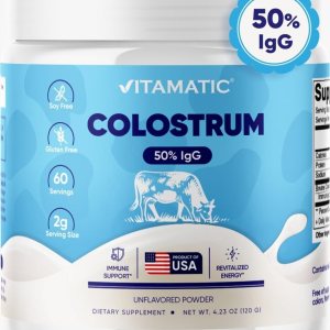 Vitamatic Polvo de calostro bovino  50% más alto de IgG  Suplemento para la salud intestinal, crecimiento del cabello, belleza, recuperación Vitamatic Polvo de calostro bovino  50% más alto de IgG  Suplemento para la salud intestinal, crecimiento del cabello, belleza, recuperación