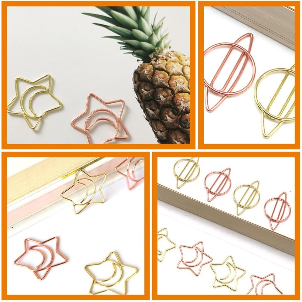 MAGICLULU Clips de papel multiusos para libros, 8 unidades, decoración de metal, decoración de escritorio de oficina, clips de papel pequeños, clips