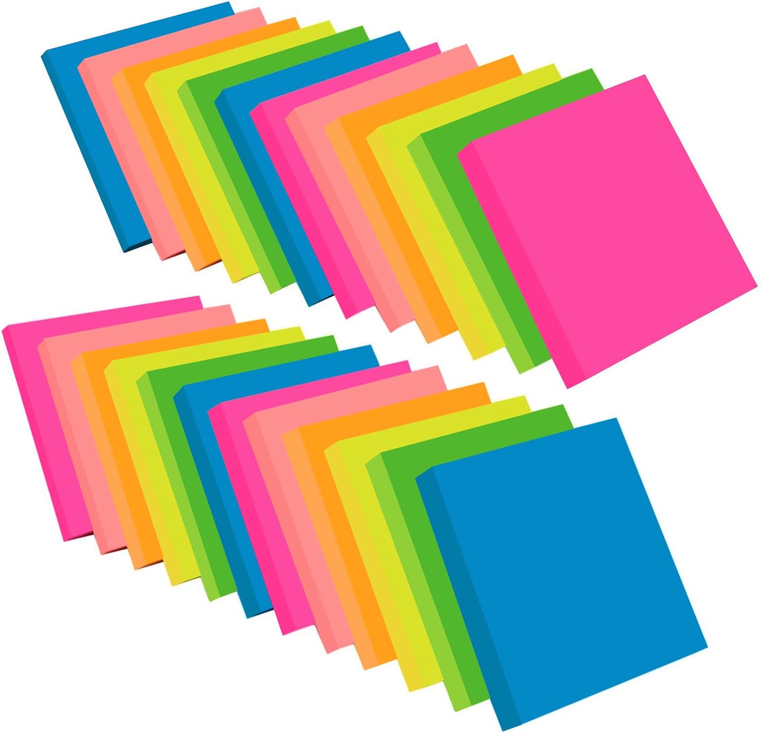 ZCZN – Paquete de 24 notas adhesivas de 3 x 3 pulgadas, 2400 hojas, 6 blocs de notas autoadhesivas de colores brillantes, fáciles de publicar para